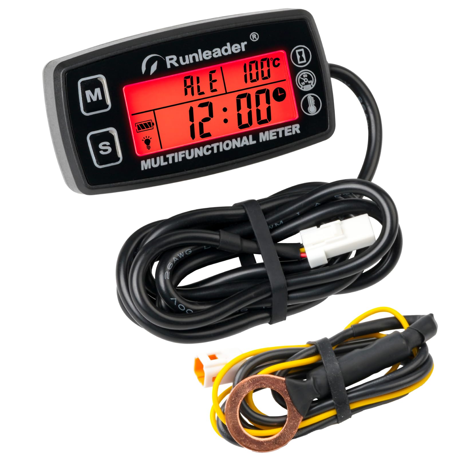 Misuratore Digitale Temperatura E Giri Motore Runleader - Per Tosaerba, Generatori, Moto, Con Sensore
