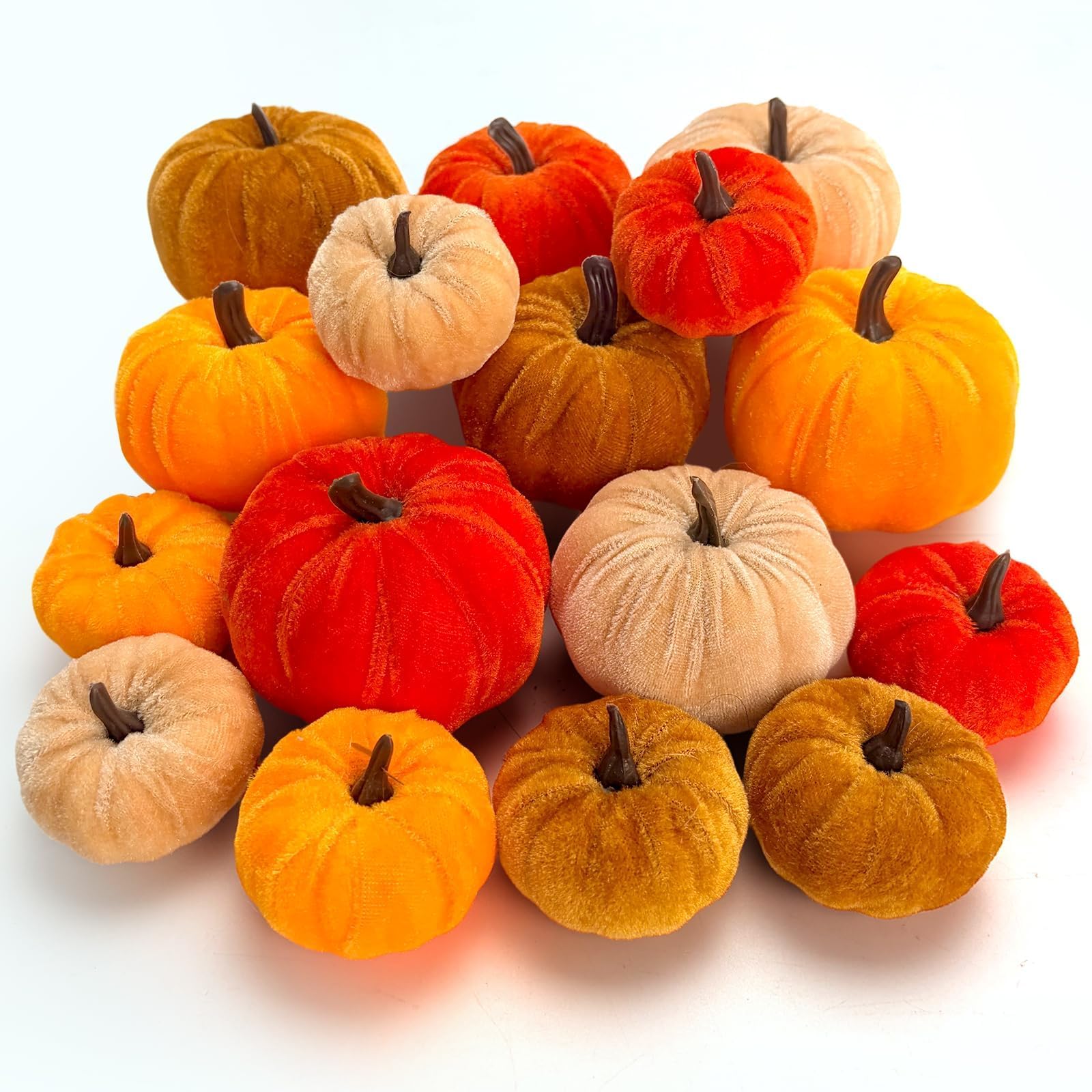 wokdsbl 16 PCS Pumpkin Decorations Velvet Pumpkins Mini Artificial Pumpkins — image 1