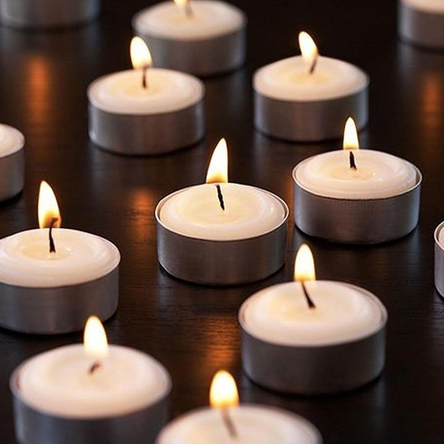 Classic Smokeless Unscented Round Tin Tealight Candles, 100-Pack