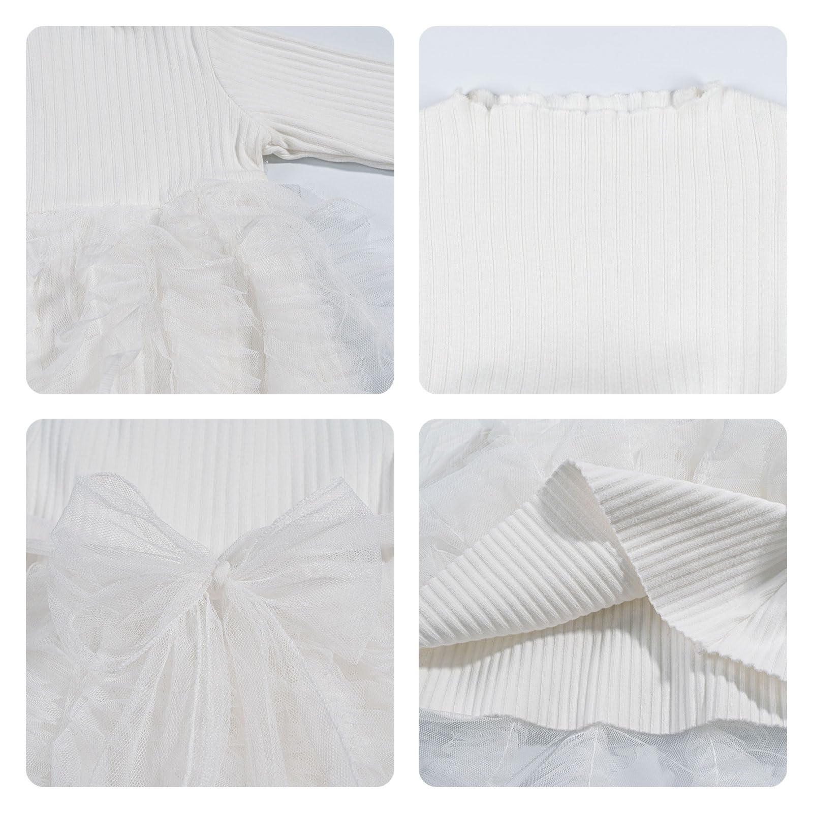 Miipat Baby Mädchen Kleid Langarm Tüll Mädchen Prinzessin Kleid Herbst Winter Kleinkind Strick Gerippte Pullover Kleider