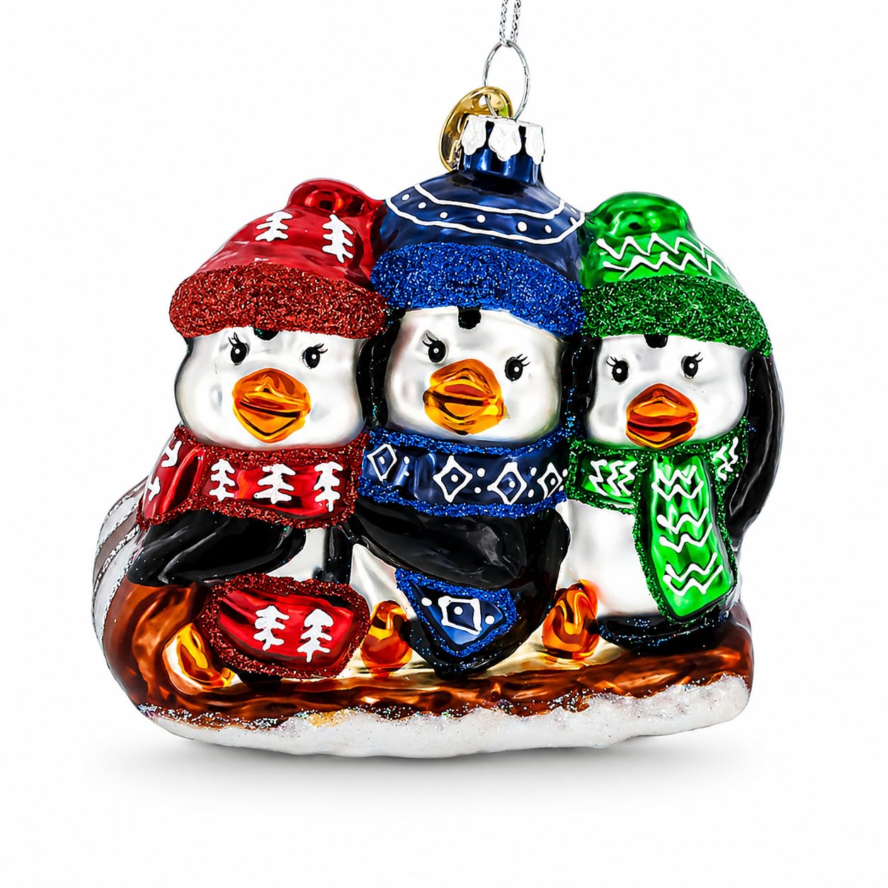 Décoration de Noël en verre pingouins en cristal artisanal pour sapin élégant
