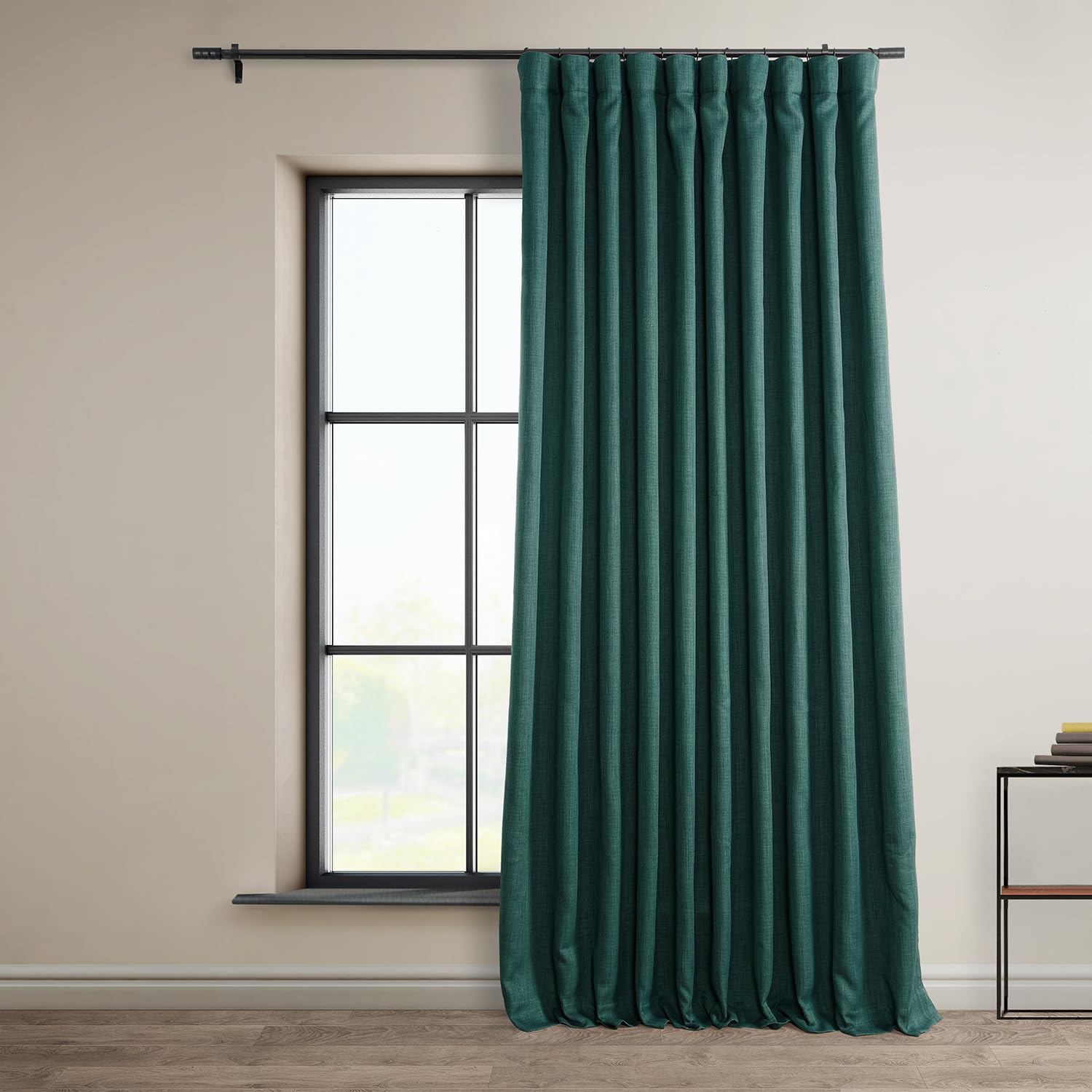 HPD Half Price Drapes - Oturma Odası için Suni Keten Perdeler (1 Panel) - 100G X 120L - Yatak Odası için Ekstra Geniş Dokulu Oda Karartma Perdeleri 300 cm Uzunluğunda - Ev Dekoru için Perdeler