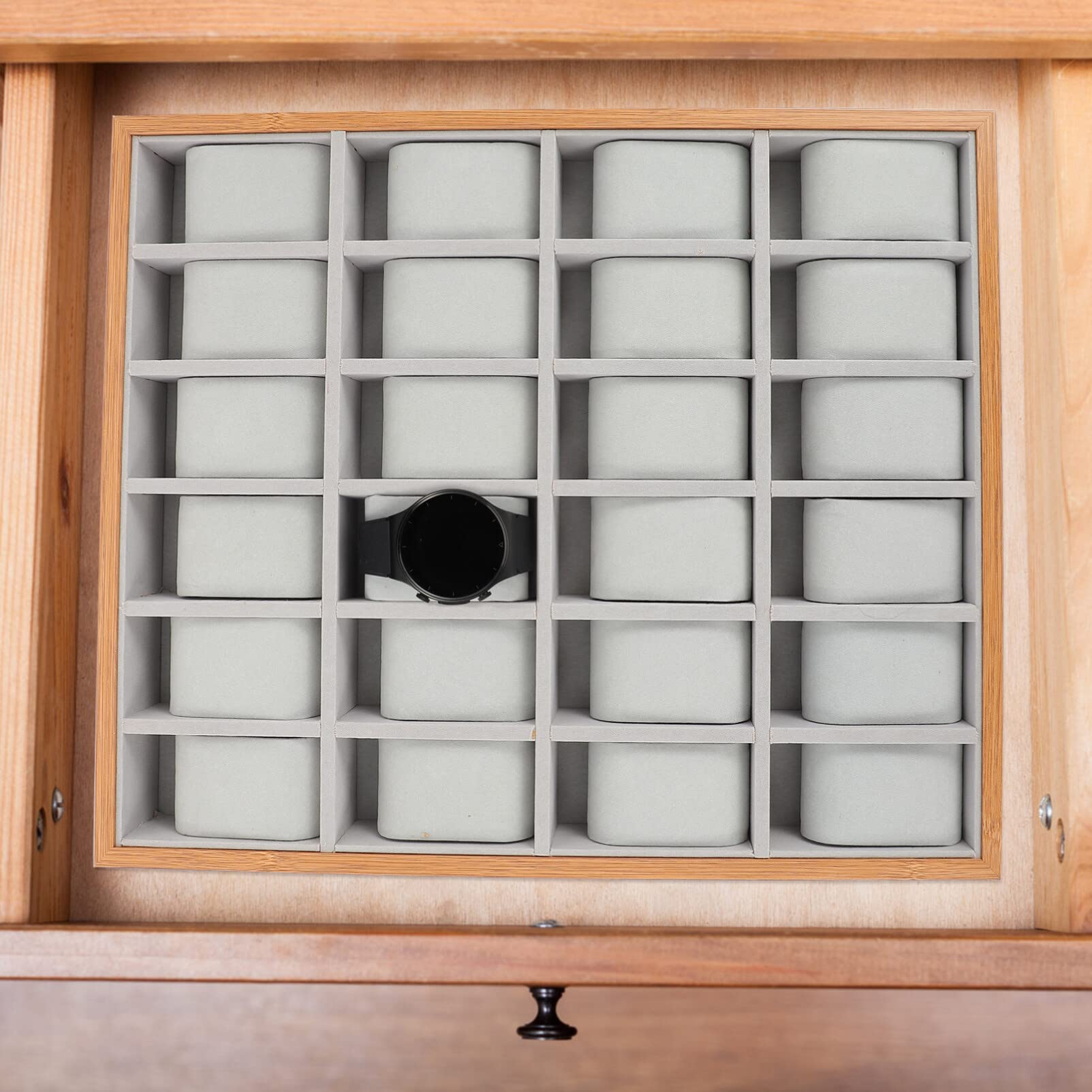 Hemobllo Reloj caja organizador bandeja de reloj de madera caja de almacenamiento soporte escaparate relojes titular organizador joyas cajón caja de reloj
