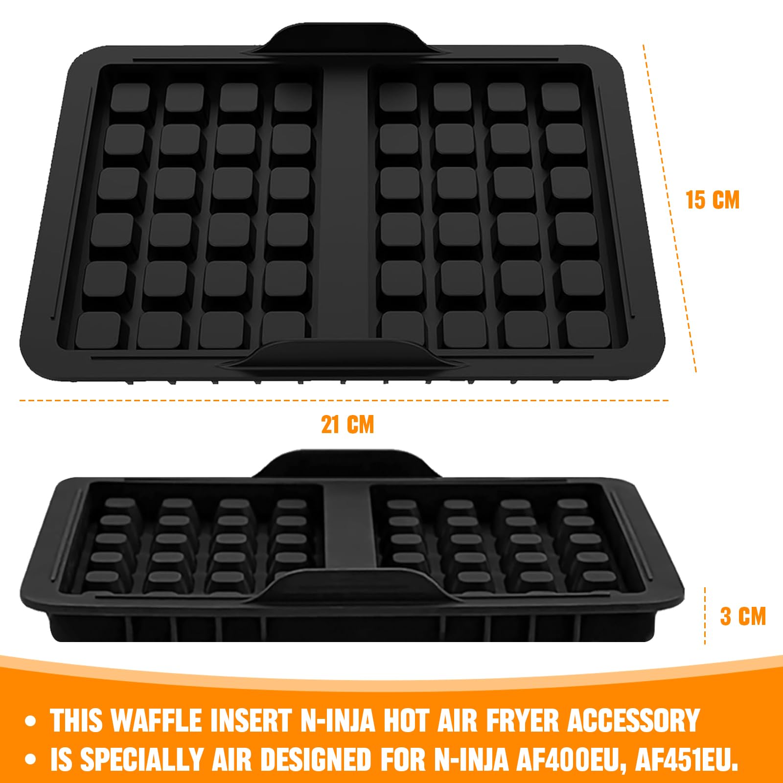 2 Stampi In Silicone Per Waffle Per Friggitrice Ad Aria Ninja - AF400EU AF451EU AF500DE SL400EU