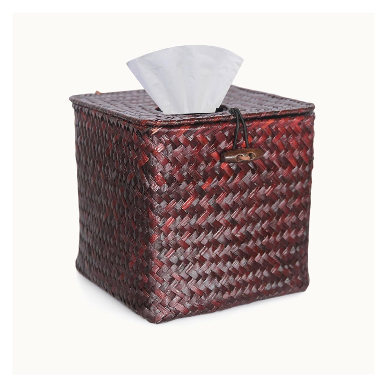 Kosmetiktuch-Spenderbox Taschentuchbox, quadratischer Halter gewebter, dekorativer Bezug, Würfeletui Must-Haves für die Wohnung(Red Brown)