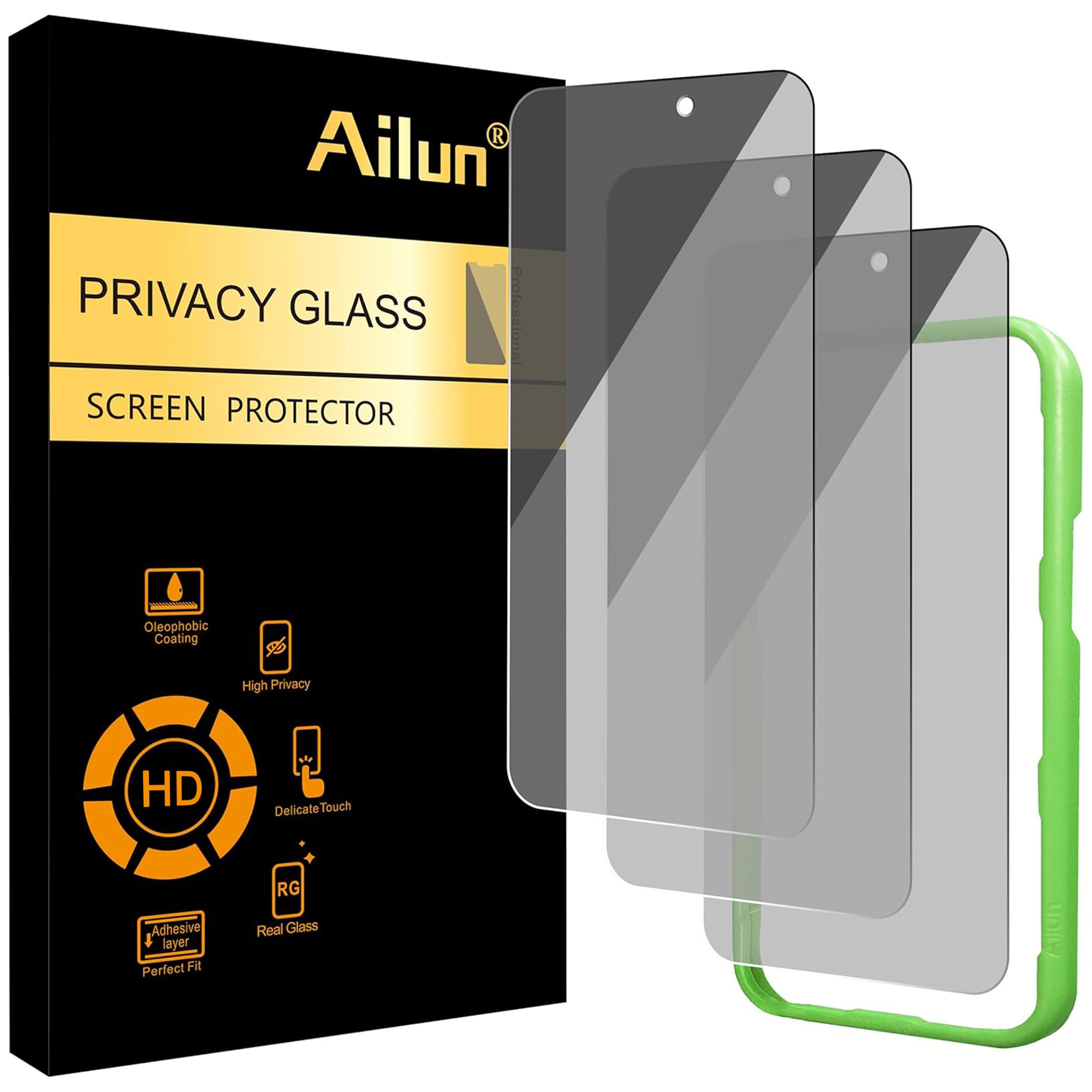 Ailun 3 Pack Privacy Screen Protector for iPhone 17 / iPhone 16 Pro