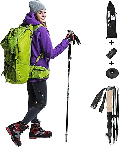 Olexwochaz Tech - Bastones de senderismo de aluminio ligeros de grado aeronáutico con agarre extendido y kit de puntas de senderismo para personas