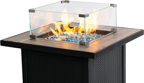 Miniatura 2 de BALI OUTDOORS Valla de protección contra el viento para hoguera de 18 x 18 x 6 pulgadas, pantalla cuadrada de vidrio templado transparente para