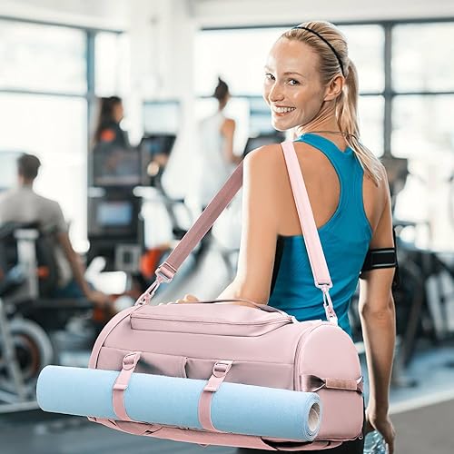 Miniatura 6 de Bolsa de gimnasio con compartimento para zapatos, bolsa de lona para hombres y mujeres, mochila de viaje, bolsa de fin de semana, bolsa de deporte