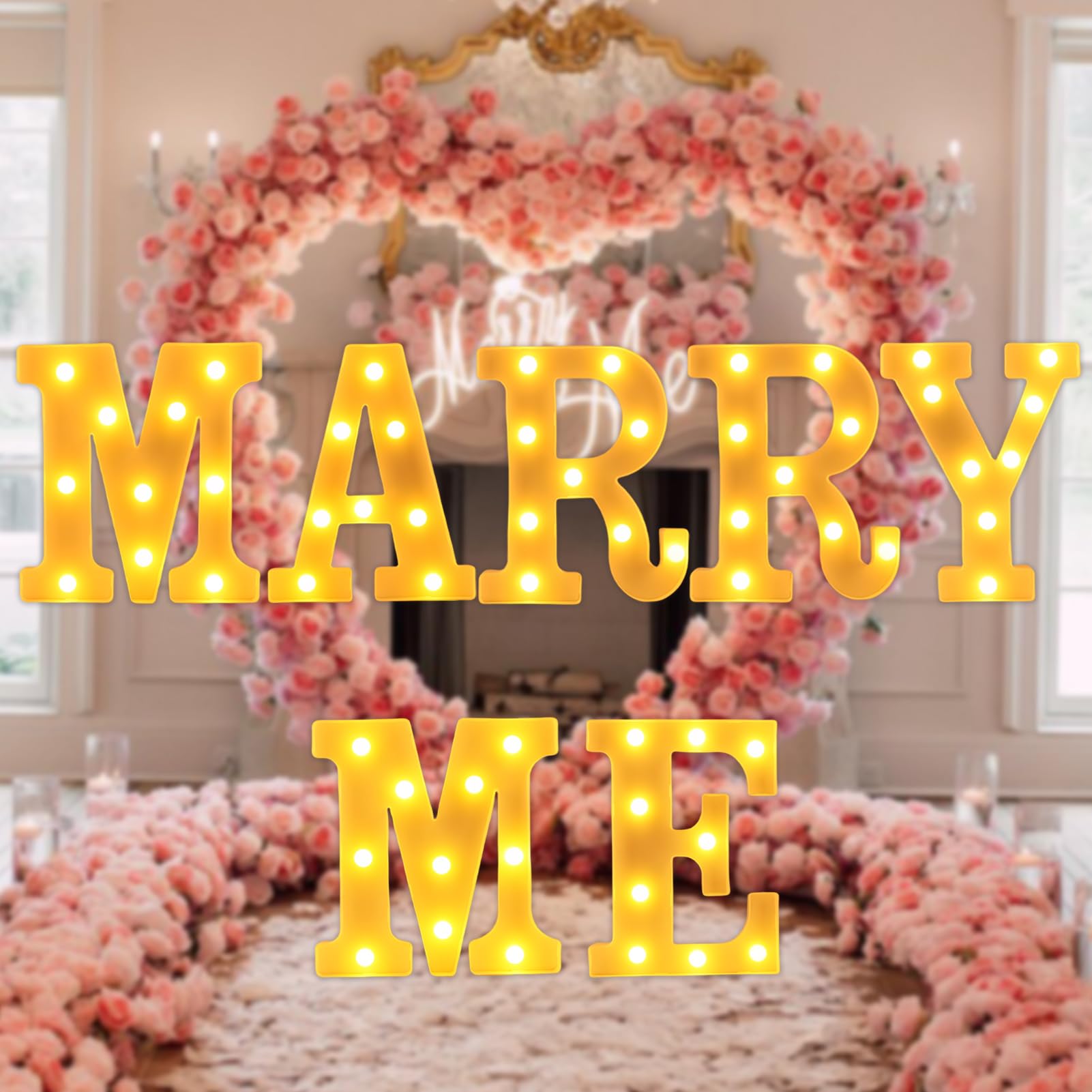 Marry Me Light Up Letters, Led Marry Me Sign for Proposal Decorations, 7PCS Light Up Letters for Romantic Wedding Sign