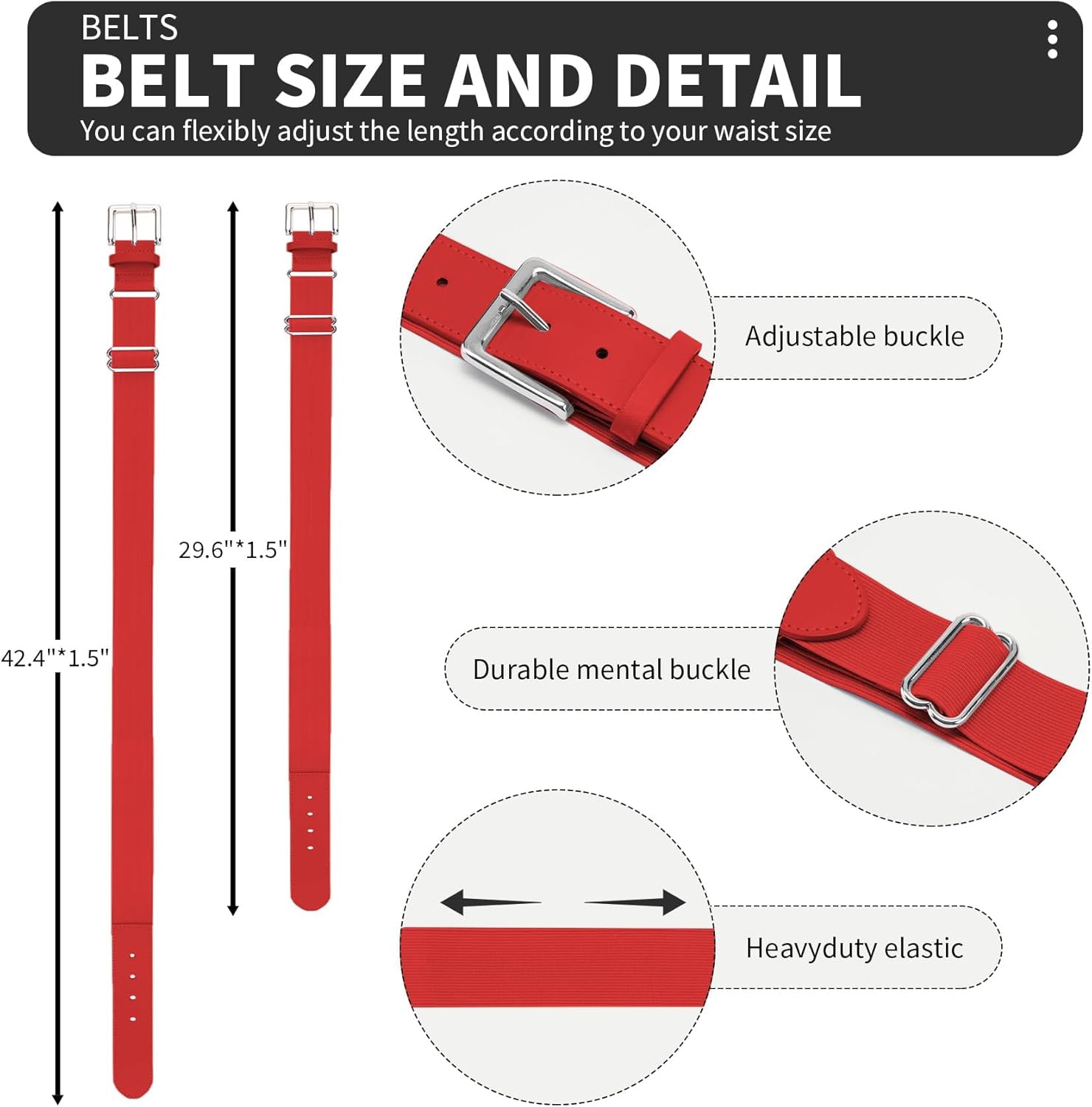 QBK Youth Baseball Socks & Belt Combo Set for Kids 2-16 Years -Softball/Tee Ball Accessories (1 Pair + 1 Belt, Unisex) - Image 5