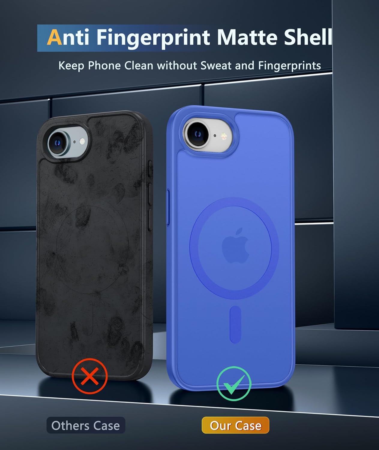 FNTCASE for iPhone 16e Case: Phone 17e Phone Case [Compatible with Magsafe] Translucent Matte Cases with [Screen Protector] Military Grade Shockproof Protective Phone Cover - Ultramarine - Image 4