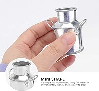 Vista 4 de Cabilock 5 piezas mini cubo de flores vintage de granja jarrón miniatura maceta rústica hierro galvanizado leche jarrón jarrón casa de muñecas micro