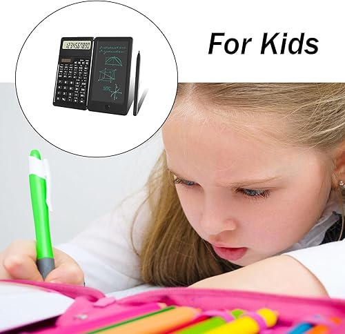 Miniatura 5 de Calculadora plegable para escritorio de visualización de 10 dígitos, calculadoras científicas con mesa de escritura borrable para niños, calculadora