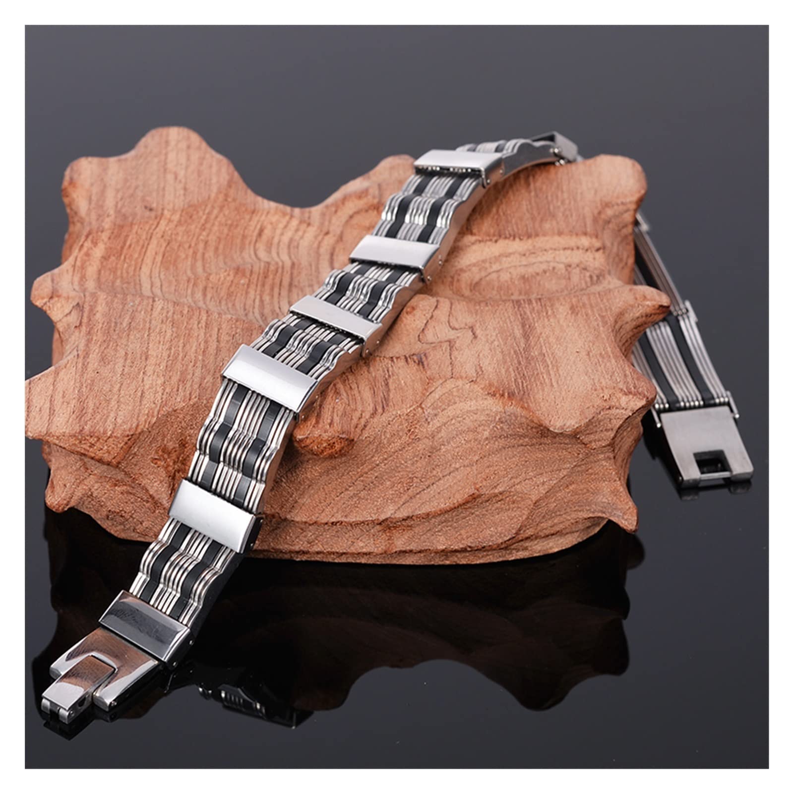Cuero Pulsera de Acero Inoxidable Pulsera Masculina Brazalete Silicona Hombres Pulseras y Brazaletes Moda en la Cadena de Mano Joyería Ajustable Brazalete Brazalete