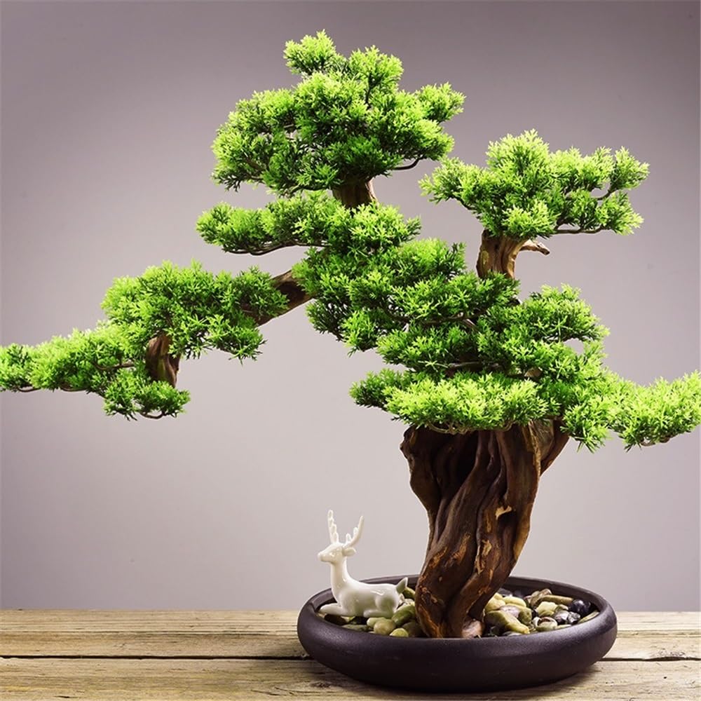 Faux Sapin Plante Artificielle décorative avec Pot en céramique, décoration d'entrée de Salon, bonsaï Artificiel Décoration d'intérieur(Petit)
