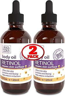 Dead Sea Collection Body Oil for Dry Skin - Retinol & Vitamin E, A Moisturizing Oil for Face, Anti-Aging - Skin Elasticity Support, Renews Skin Surface & Softens Pack of 2 (4 Fl. Oz Each)