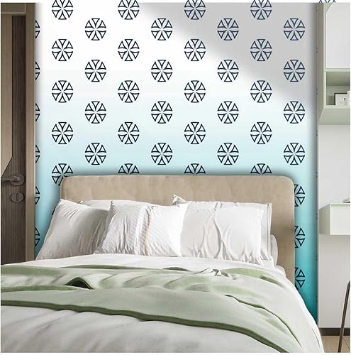 Miniatura 2 de YANFENQI Peel and Stick Contact Paper White Cyan Gradient Papel para Pared Decorativo Geometric Checked for Bedroom Whole New Look (W) 118" X(H) 110"