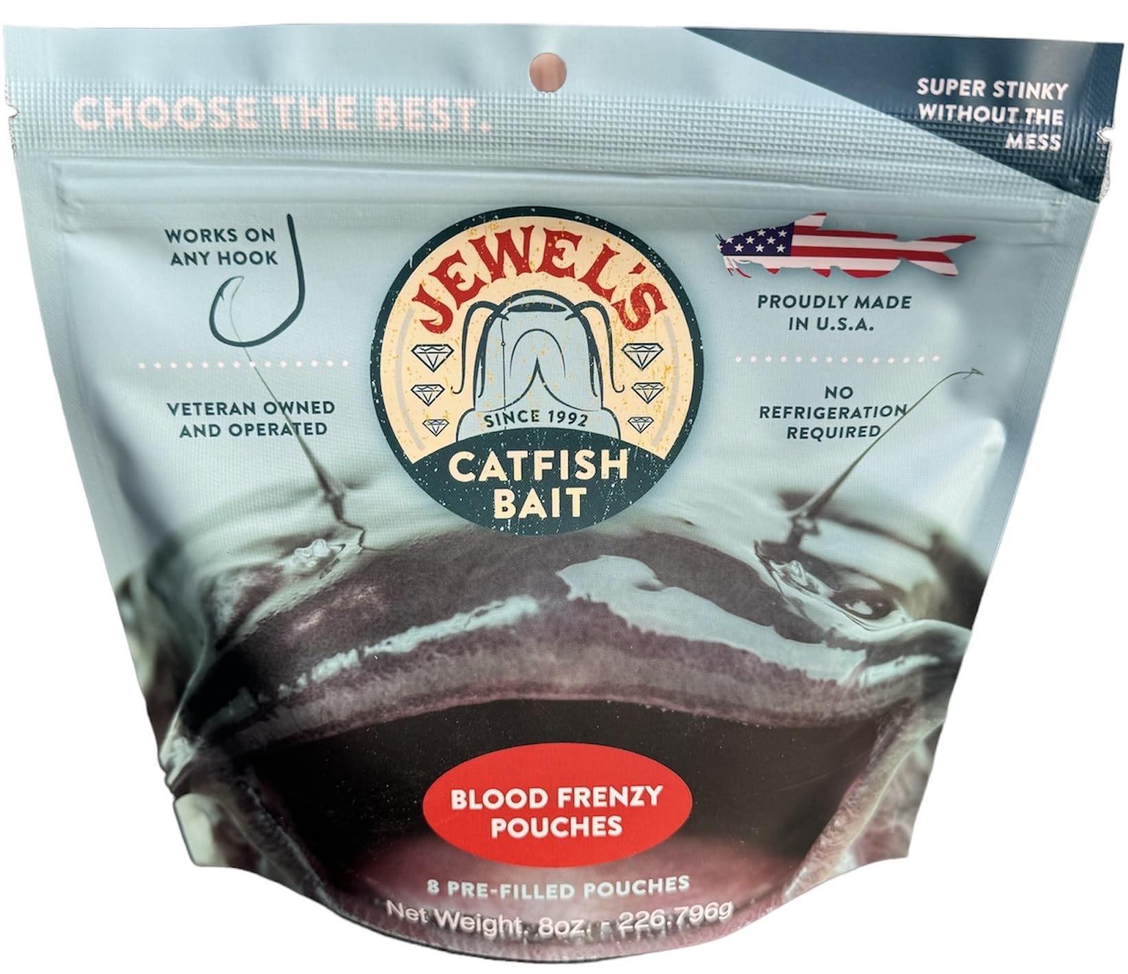 Generic Group - Jewels Catfish Bait - Blood Frenzy Bags - 8 Pre-filled Bait Pouches per Bag - Approx 2
