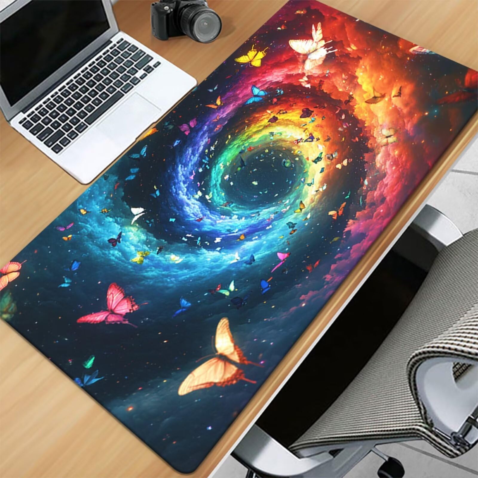 Tappetino Mouse da Gioco 1200x600x2mm, Farfalla Nebulosa Mouse Pad XXL ad Alta Precisione e Velocità, Base in Gomma Antiscivolo Ultra-Grip, Tappetino per Scrivania Tastiera e PC