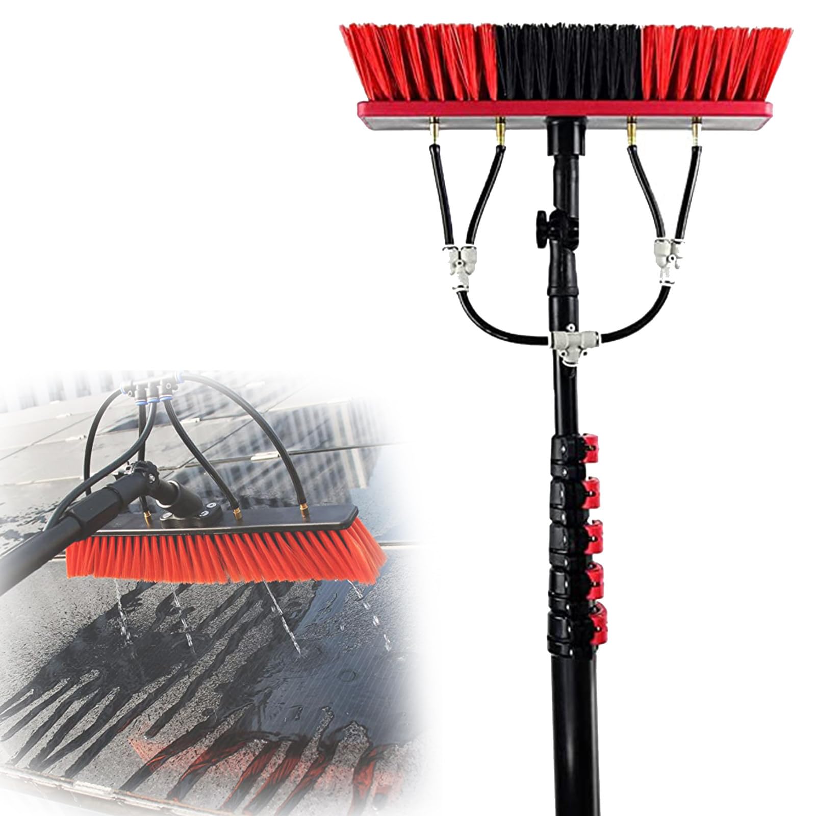 HYLYGFH Water Fed Telescopic Brush, Washing Kit, Water-fed Brush, Window Cleaning, Extendable Long Reach, for Window Glass Solar Panel,55cmbrush-17.7FT/5.4M (55cmbrush 30FT/9M),