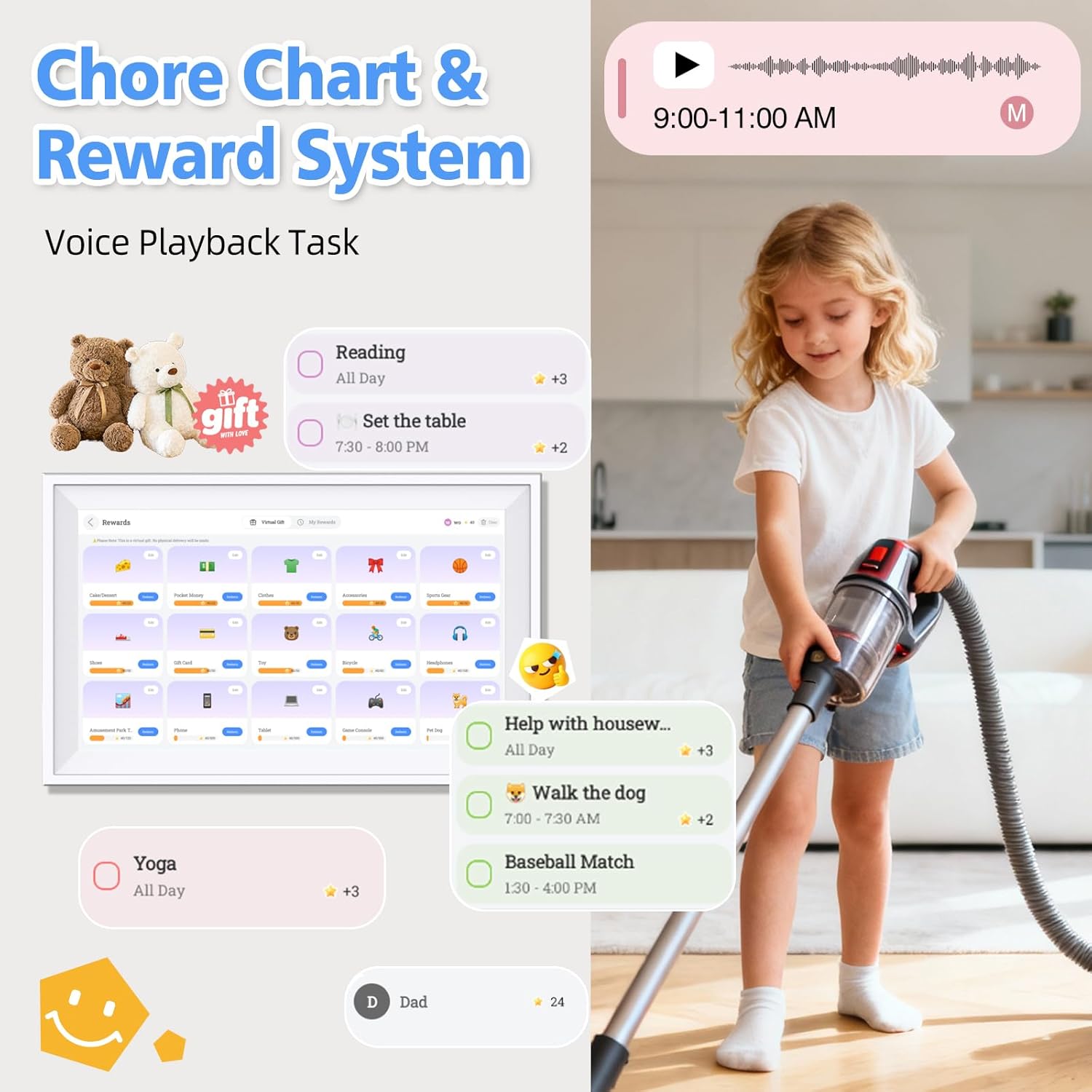 Digital Calendar 15.6" Wall Touch Screen Planner Electronic Calendar & Chore Chart, Smart Calendars Interactive Display for Family Organize Routines Schedules Meal Planner with Digital Picture Frame