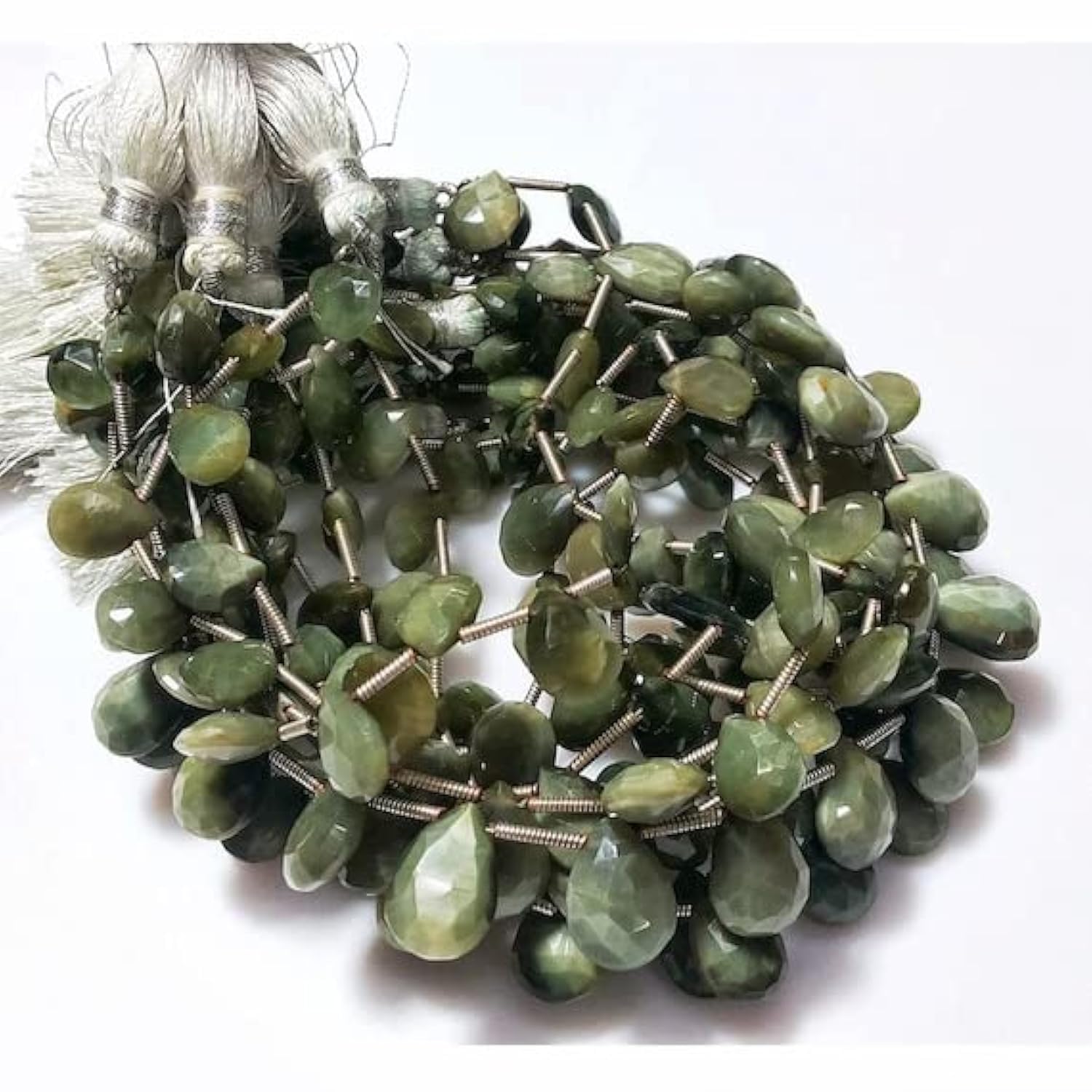 Perles de verre oeil de chat 5x7mm LKBEADS, fils briolette en poire
