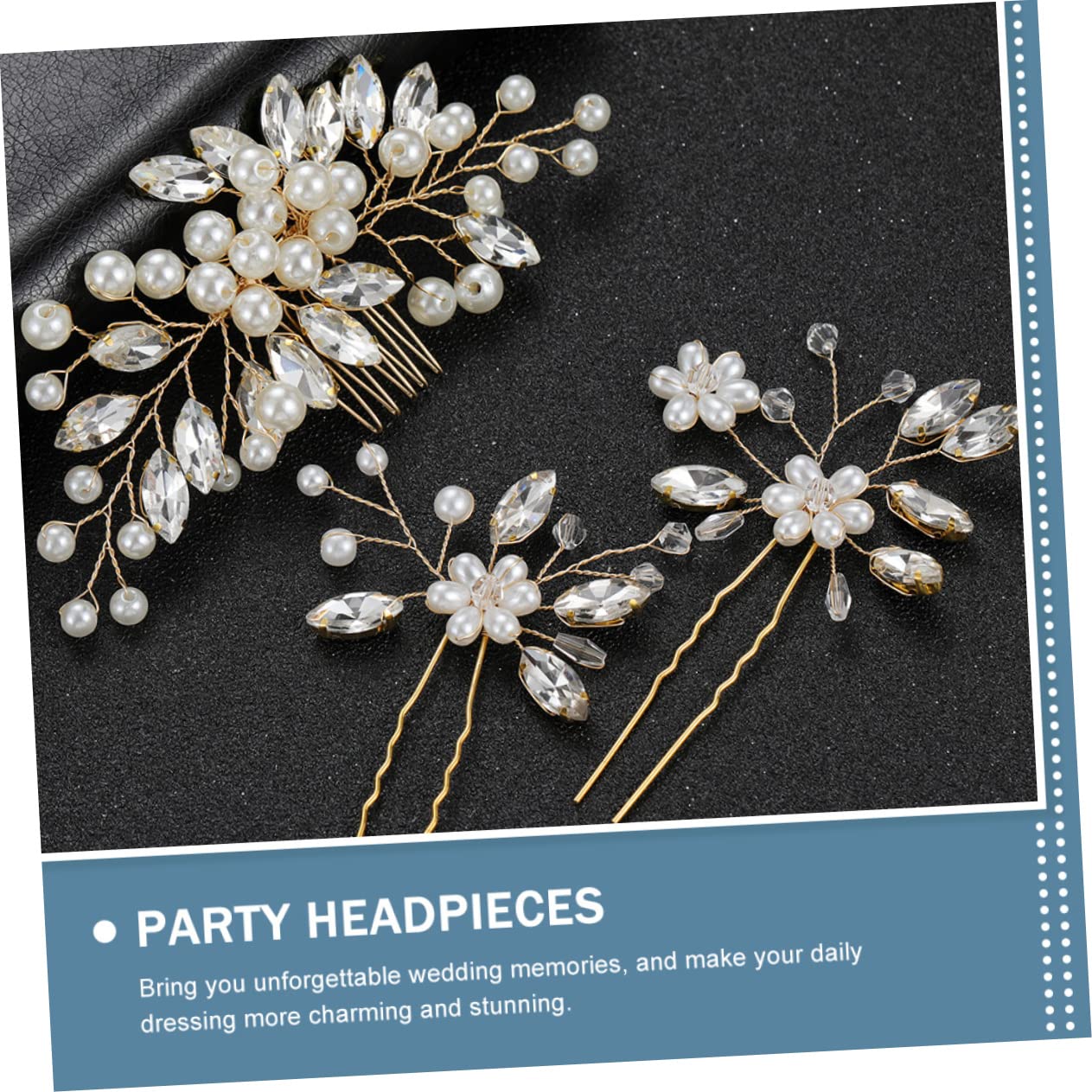Beavorty 5ensembles Coiffures De Mariage Perles Accessoires Élégants Pour Fête Et Cérémonie Peigne Et Épingles à Cheveux Dorés Pour Mariée