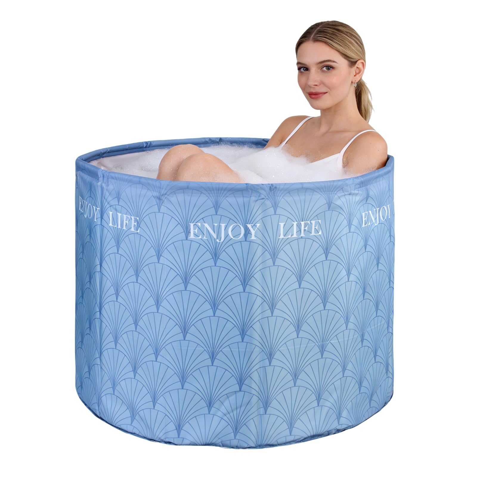 Simcat Portable Foldable Bathtub, Ice Bath tub for Cold Water Therapy Training,Bathroom Freestanding Bathtubs for Shower Spa (Blue)