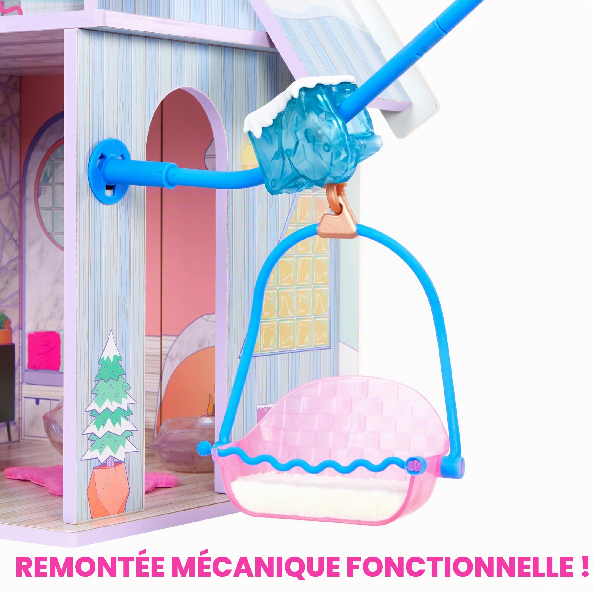 L.O.L. Surprise! OMG Winter Cottage Ensemble de Jeu - + de 45 Surprises - Maison de Poupée avec Téléski, Chambre, Salle de Bain, Salon, Cuisine, Meubles Transformables - Enfants de 4 Ans et Plus