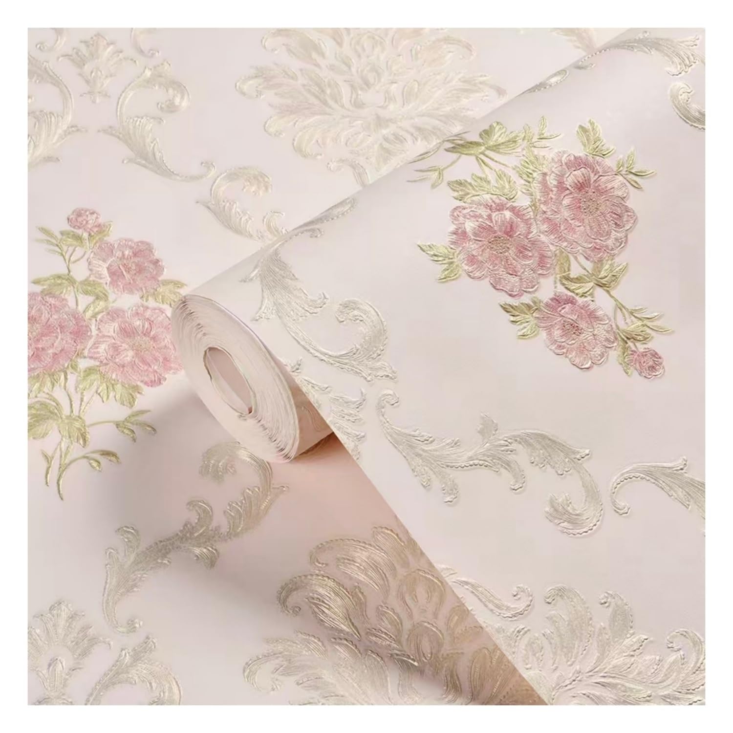 Lxlambentive European Pastoral Self Adhesive Wallpaper & Peel and Stick Wallpaper 3D Embossed Nonwoven 53cm Easy DIY Wall Cover Living-Bedroom Featurewall(B,0.35 * 3m)