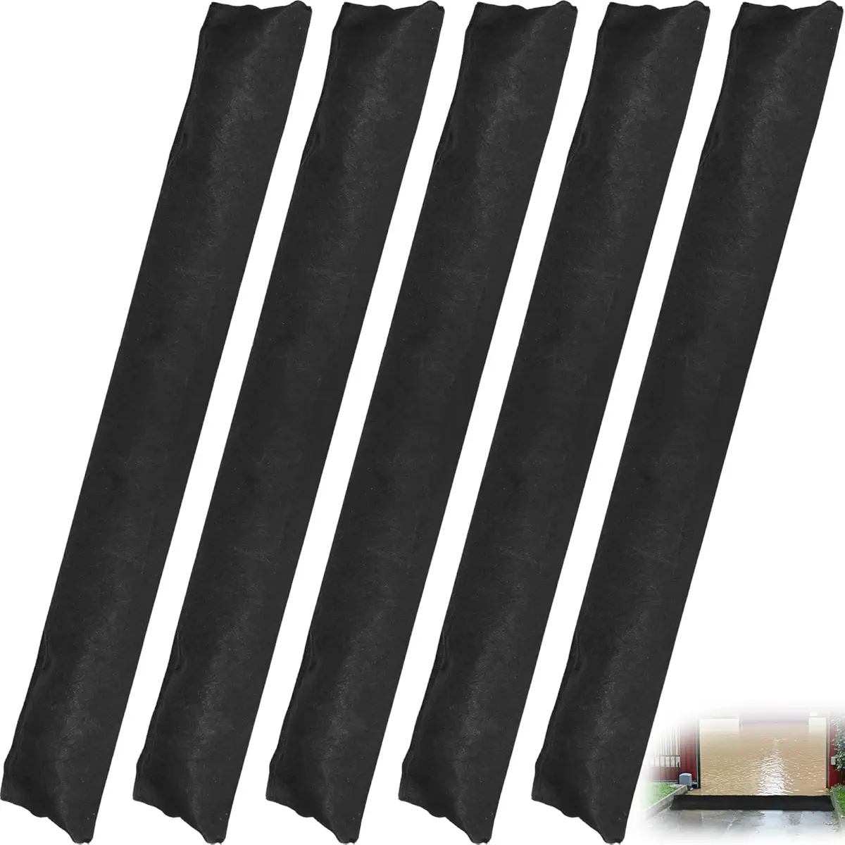 Frienda 16.4 ft x 6.5 in Water Activated Flood Barriers for Home Sandless Sand Bags Reusable Water Barriers for Flooding Absorbent Flood Prevention Barriers for Garage Basement Protection(5 Pcs)