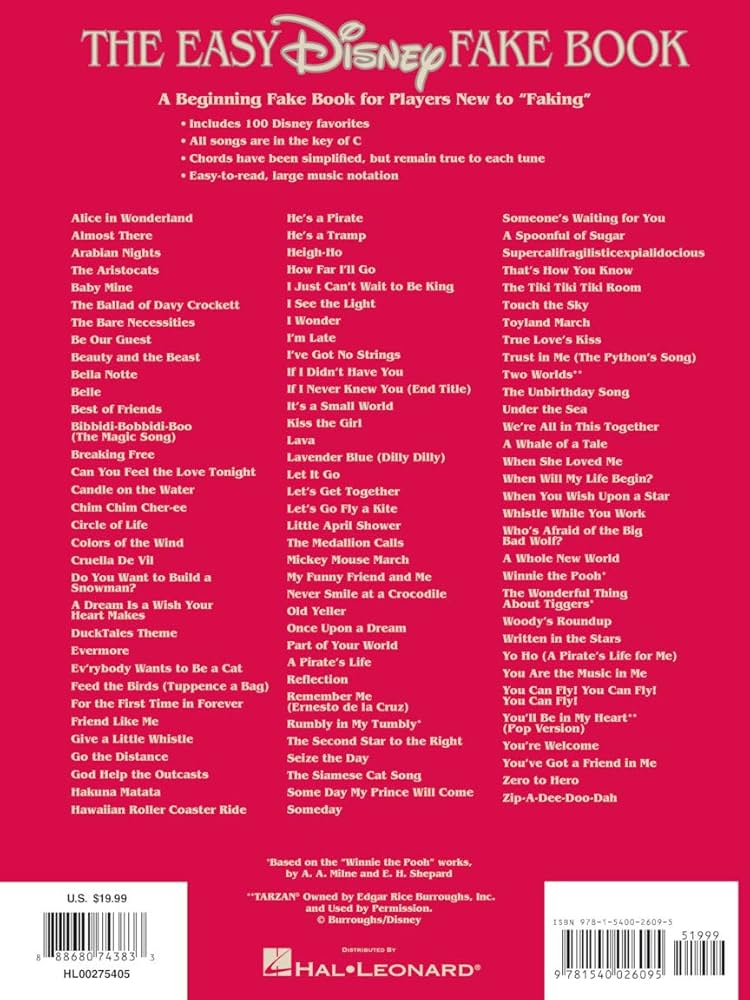 Amazon.com: The Easy Disney Fake Book Piano, Vocal and Guitar