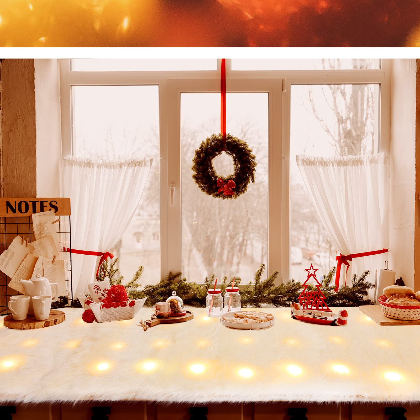 Couverture De Neige Artificielle De Noël, Fausse Lumière LED | Décoration De Village D'hiver Pour Décoration Moelleuse Et Cheminées D'hiver A/v