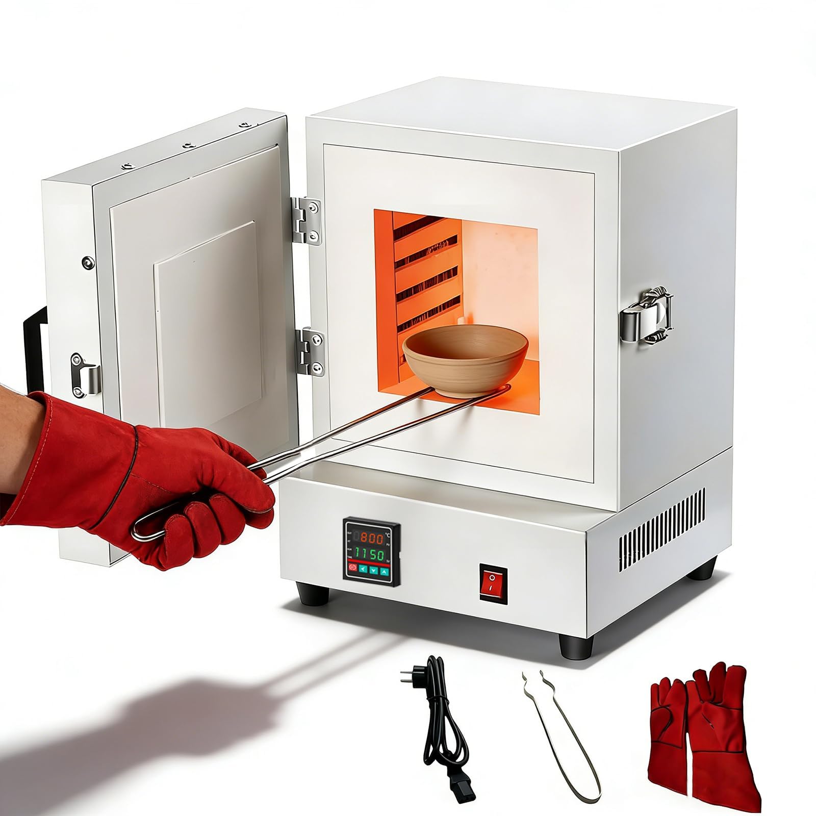 coyrugky 2000W Pottery Kiln,Electric Sintering Furnace,Maximum Temperature 1150℃,Compact Tabletop Furnace for Jewelry Making,Metal Casting,Pottery Glazing and DIY Projects,kiln for pottery at home