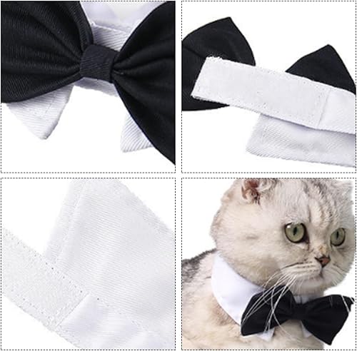 Miniatura 4 de Corbata de cuello ajustable formal para mascotas para perros y gatos, disfraces de aseo de boda (S, negro)