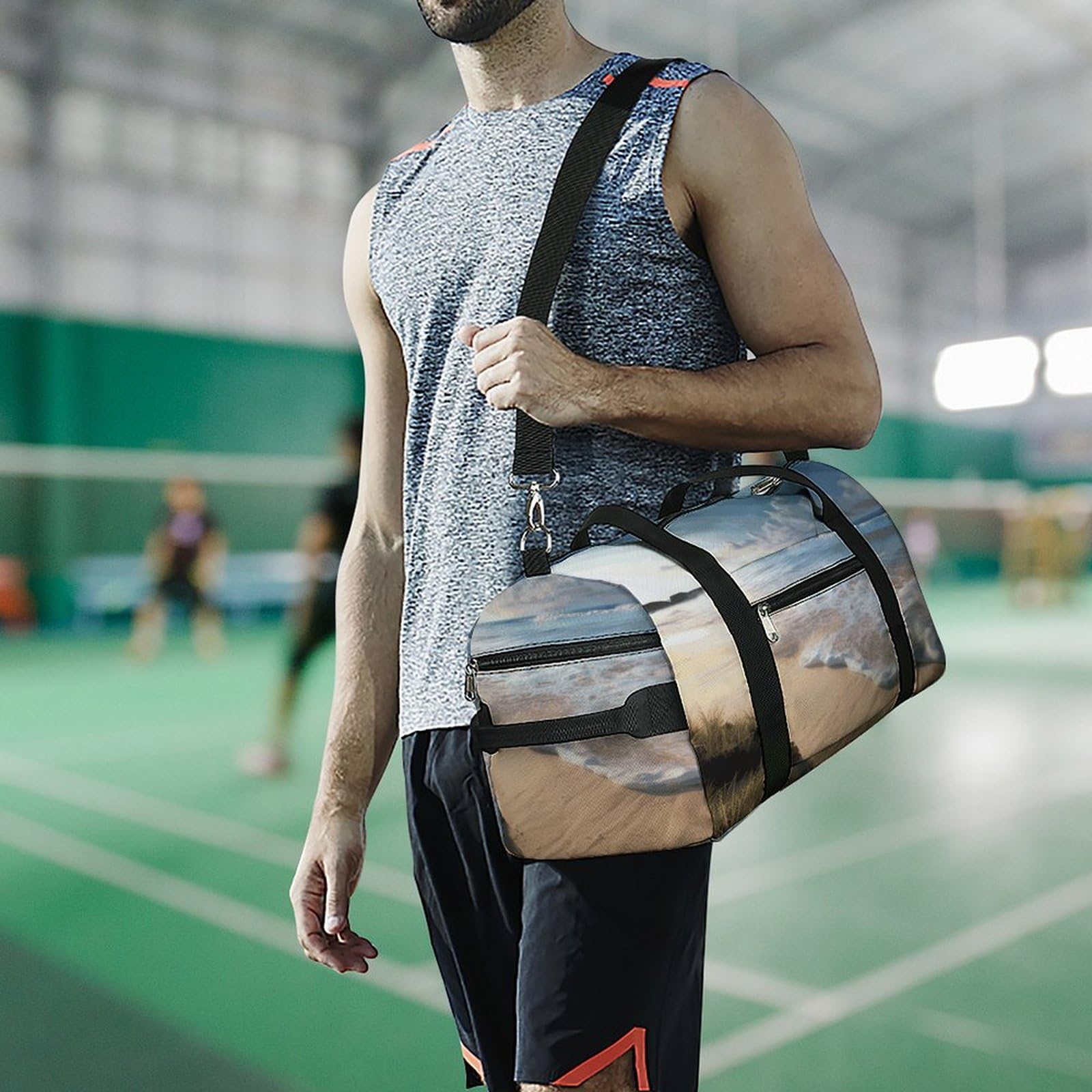 Serene Coastal - Bolsa de gimnasio ligera, bolsa de viaje con compartimento para zapatos, bolsa de gimnasio para mujer, para pasar la noche, fin de semana, yoga, gimnasio, viajes de negocios, deportes