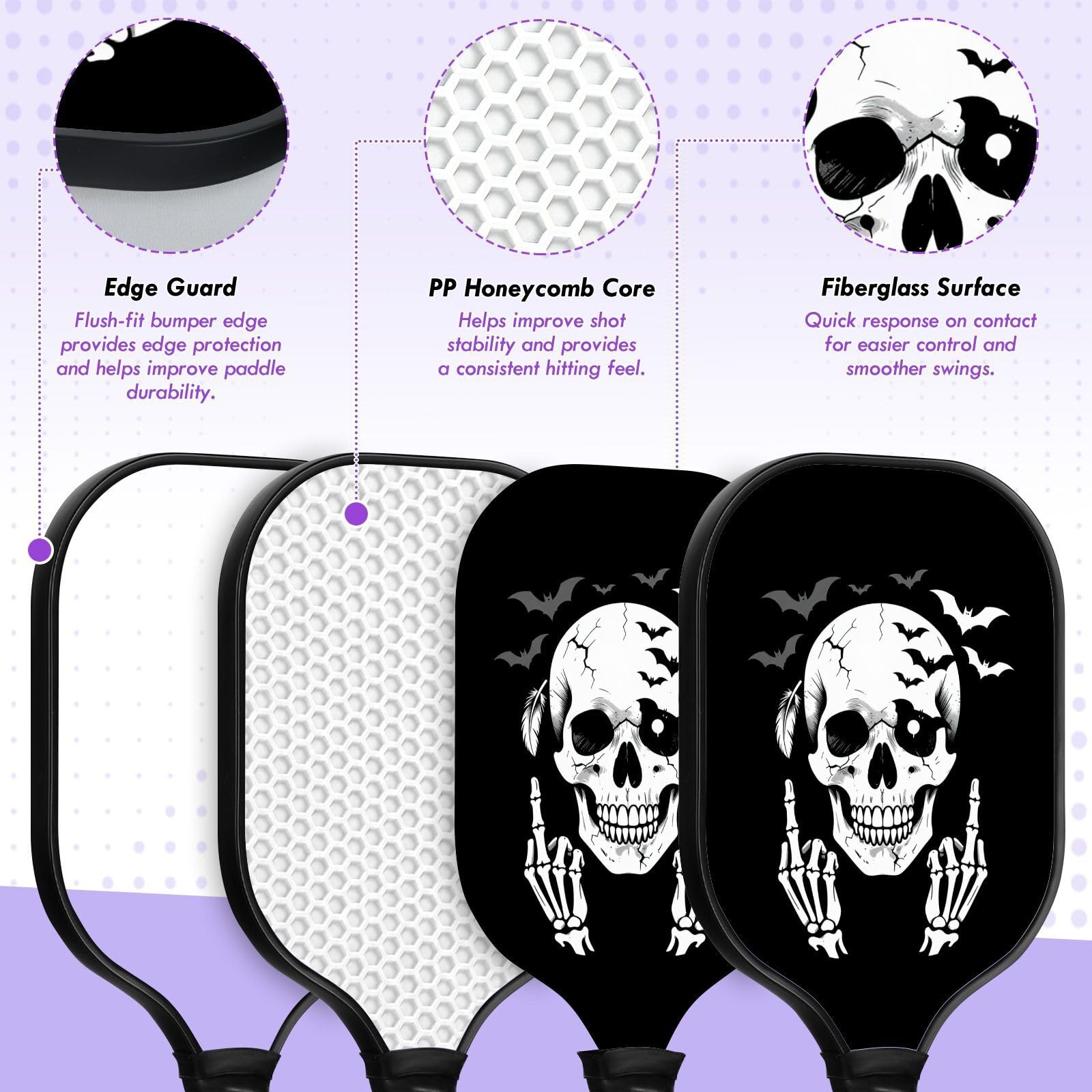 Racchetta da pickleball a forma di teschio pirata in grafite e carbonio