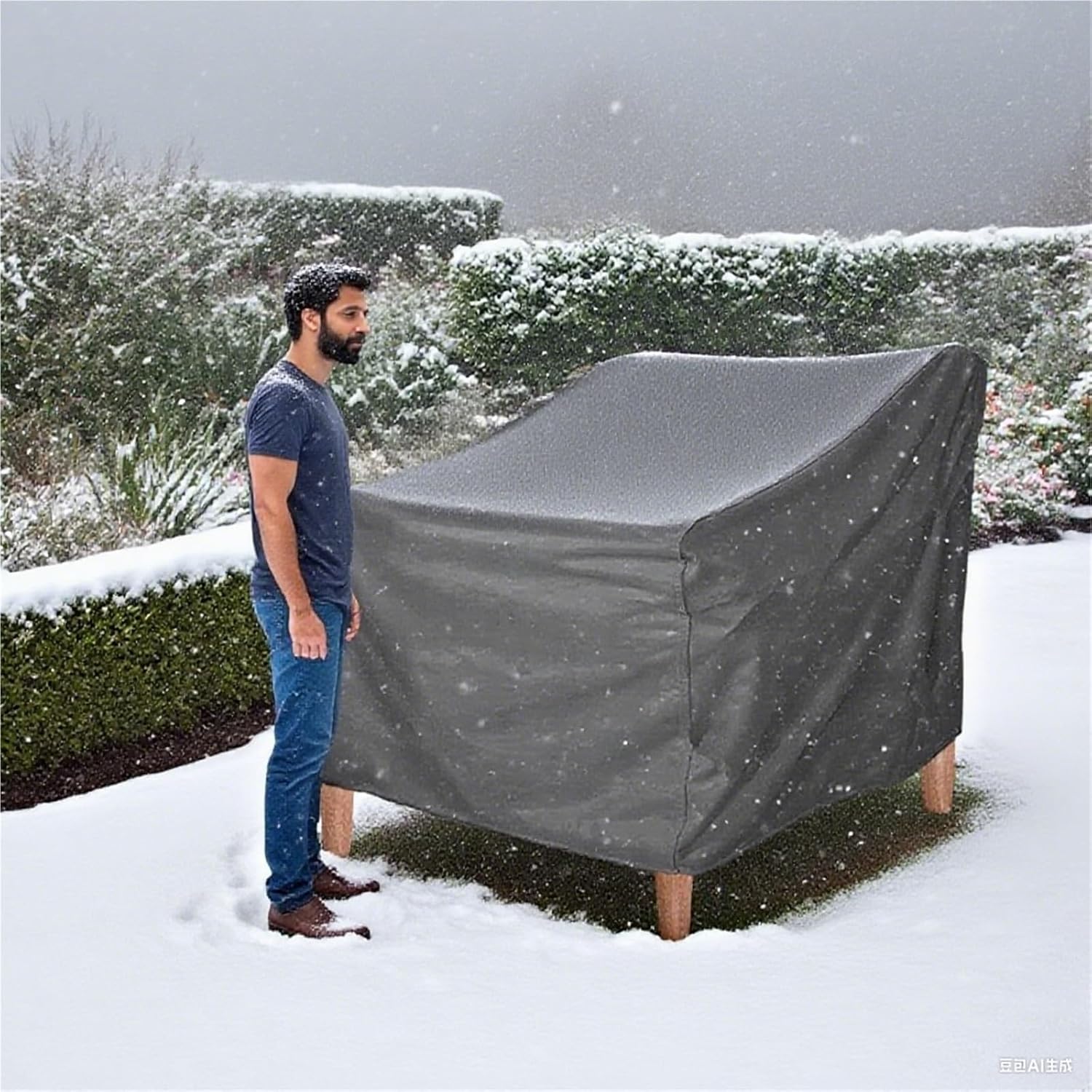 Waterproof Patio Furniture Cover for Bench, Loveseat Sofa Heavy-Duty UV Protection Windproof Design for Outdoor Use(Black,96.5cm*89cm*79cm)
