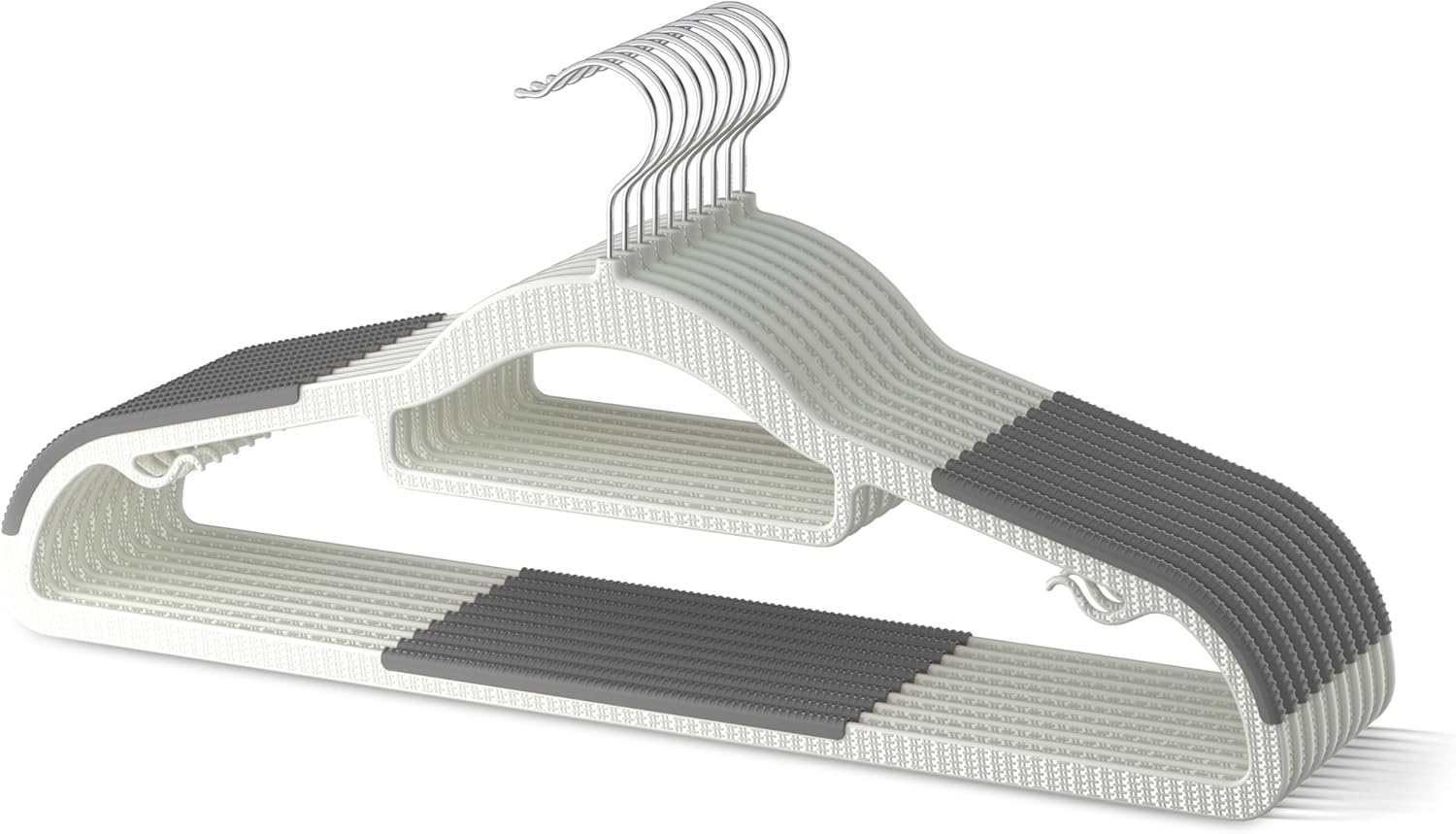 60 Pack Heavy Duty Plastic Hangers, Non Slip Clothes Hangers with Rubber Pads and 360° Hook – Thin Space Saving Hanger, Closet Organizer for Shirt, Pants, Suit, Skirt,Coat – Gray