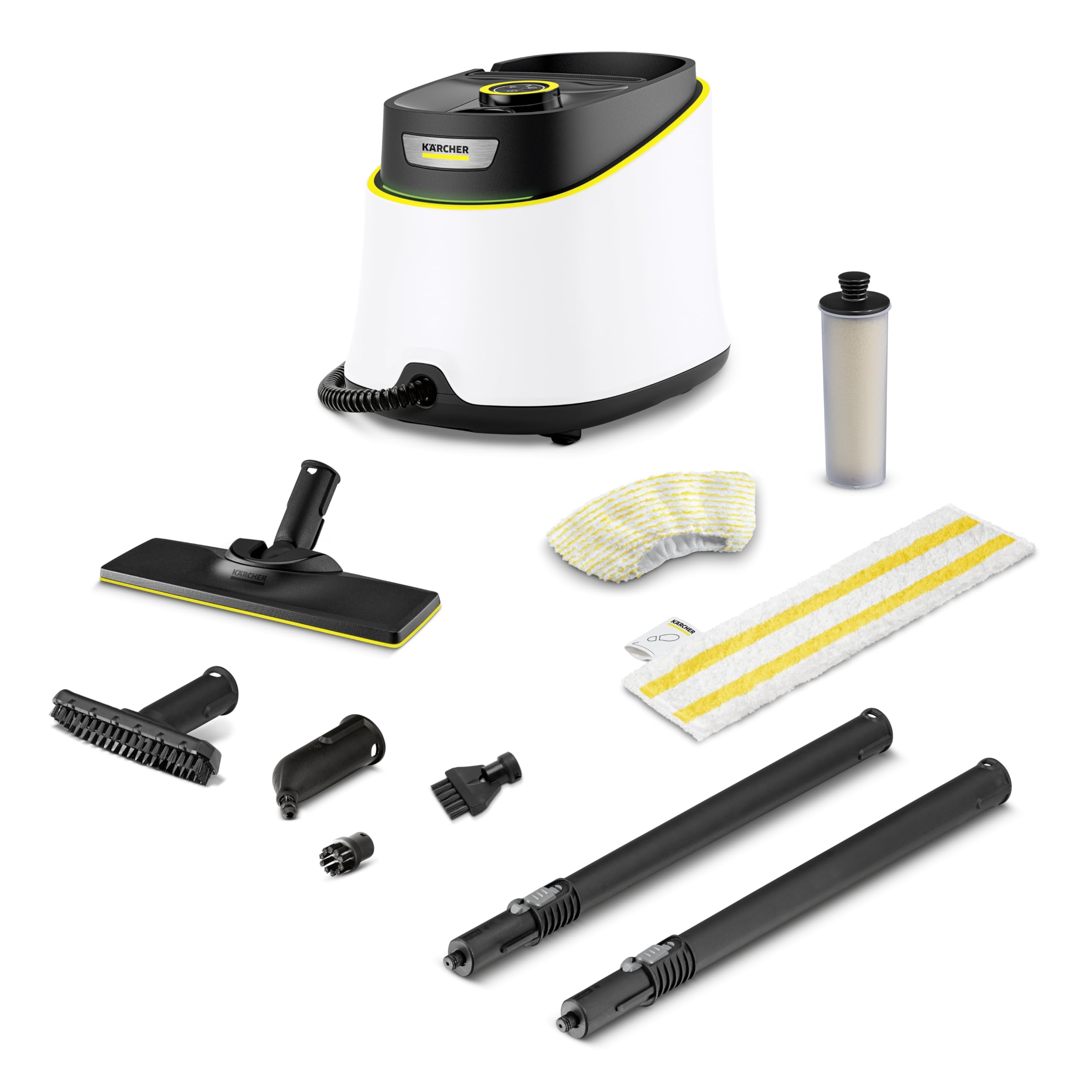 Kärcher Limpiadora de vapor SC 3 Deluxe, presión: 3,5bar, calentamiento: 30s, potencia: 1900W, rendimiento: 75m², depósito: 1l, kit de suelos, funda de microfibra, boquillas y cepillo redondo