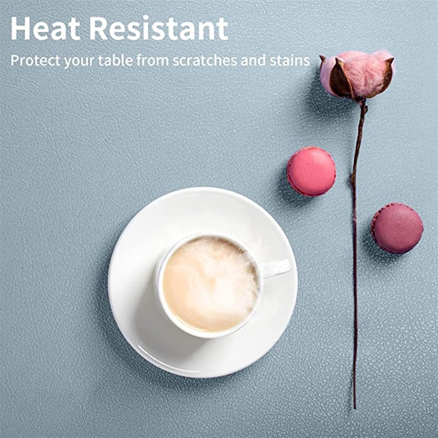 Faux Leather Placemats and Coasters Set of 4 Washable Round Table Mat Waterproof Coffee Mats Heat- Place Mats(Green)