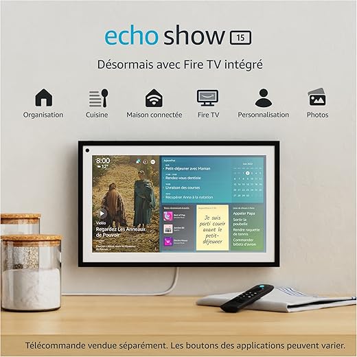 Echo Show 15 | Écran connecté Full HD 15,6" avec Alexa et Fire TV intégré | Télécommande non incluse