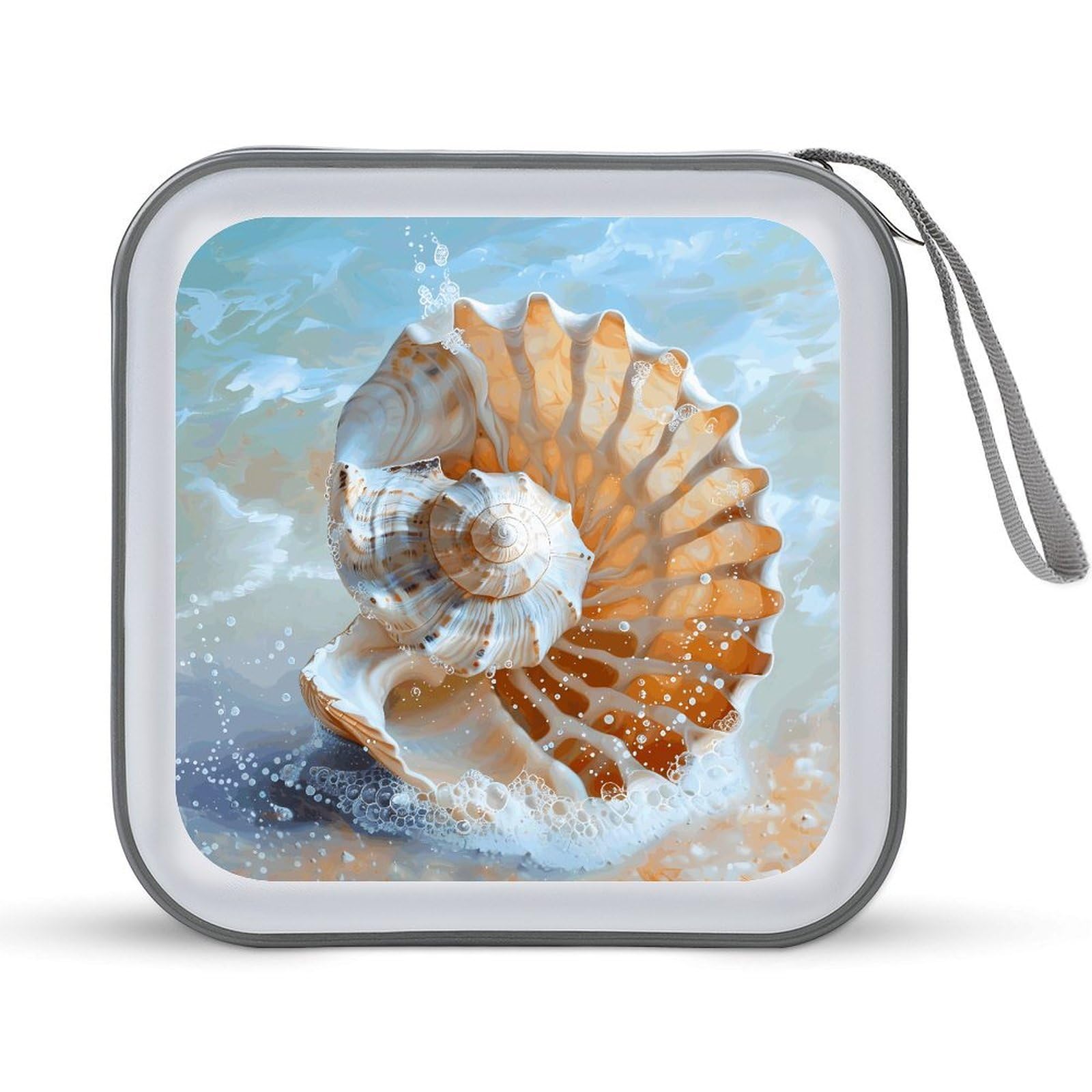 FekiLoot Ocean Seashell CD Case Portable DVD Case Holder Large Storage Disc Wallet Bag 40 Capacity Hard Plastic Disc Cases Storage Binder DVD Case Wallet for Car Home Travel