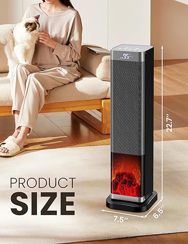 Miniatura 6 de Calentadores de espacio para uso en interiores, calentador eléctrico de cerámica PTC de 1500 W con termostato, pantalla de temperatura ambiente,