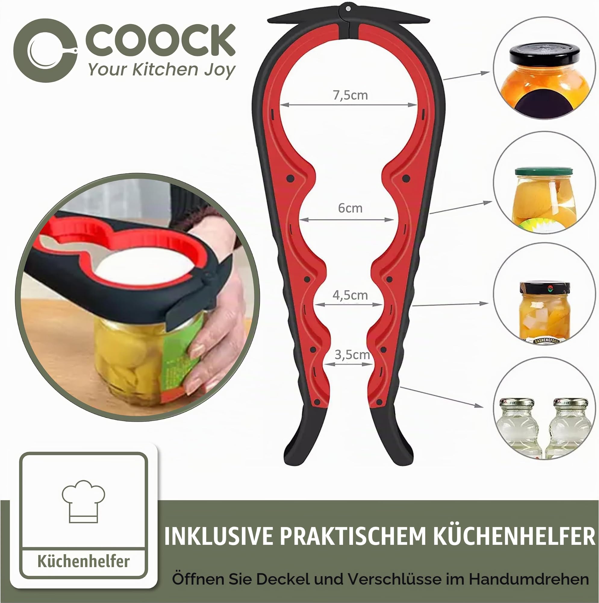 Schneebesen, Pfannenwender, Kartoffelstampfer, Besteck Set, Sieb, Teigschaber & Salatbesteck – COOCK 26-tlg XL Küchenutensilien Set Schwarz mit Halter – Silikon & Edelstahl – Spülmaschinenfest
