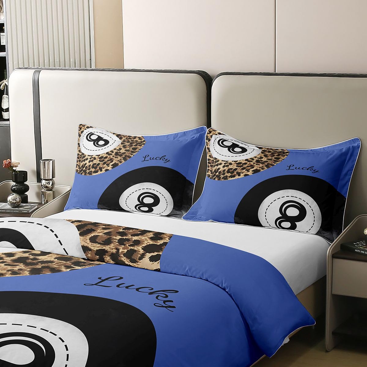 Homemissing Lucky 8 Ball FüR Kids Adults Baumwolle Bettwäsche Set 155x220cm