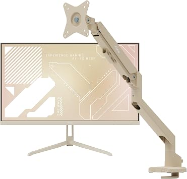 Pixio PX248 Wave Beige 24 inch 200Hz Refresh Rate FHD 1080p Resolution Fast IPS Panel 1ms GTG Response Time Gaming Monitor and PS1S Wave Beige Single Monitor Arm - Fits up to 32 inches and 19.8lbs