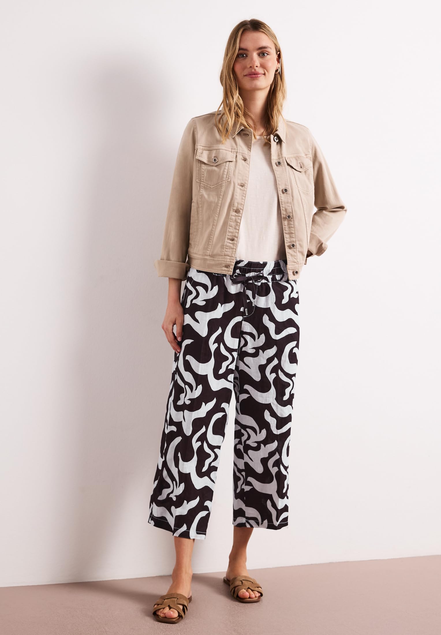 Street One Damen Mid Waist Wide Leg Hose mit Print 3817416