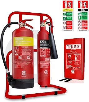 Small Office Fire Safety Pack. Fire Extinguisher Set with Stand 1M X 1M FIRE Blanket and ID Signs. Covers All Types of fire Risk. Ideal for Small workplaces.BS Kitemarked C+F+HB+ID+RST